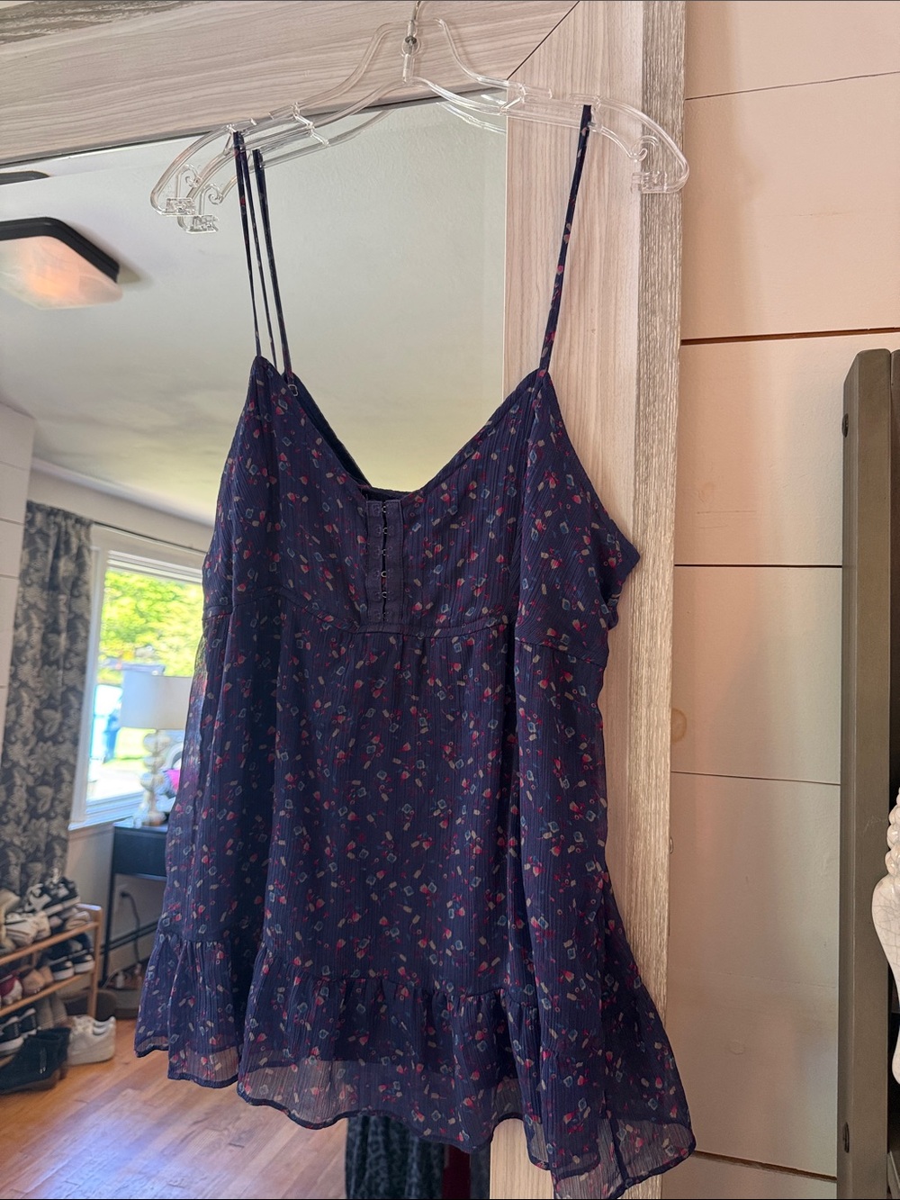 American Eagle Outfitters Navy Floral Spaghetti Strap Camisole